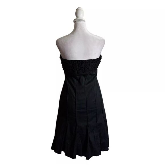 Venus Black Strapless Pleated Midi Dress Y2K Style Womens Designer US Size 6 - Picture 4 of 7
